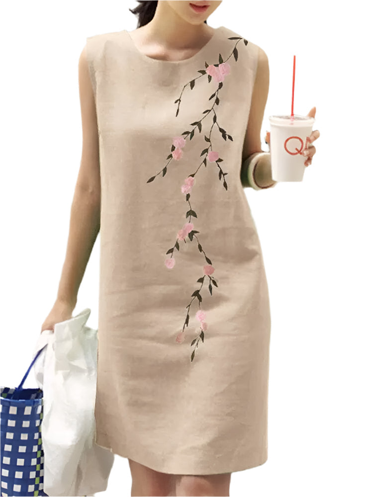 Esther - Robe de cocktail brodée sans manches