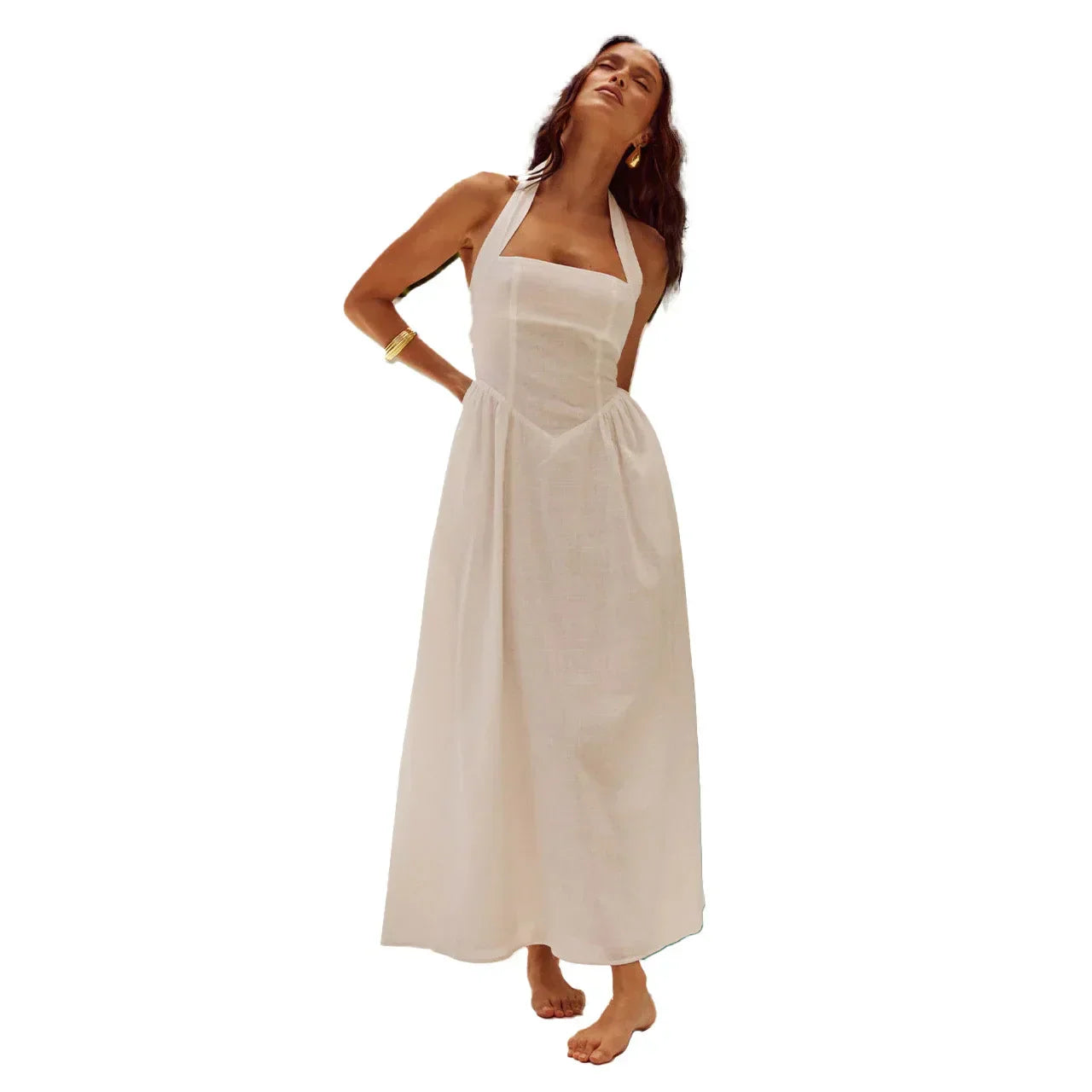 Pernilla – Robe Maxi Élégante avec Décolleté Halterneck
