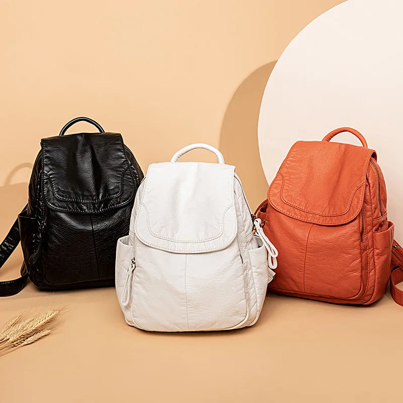 Anna - Randonneuse urbaine Sac à dos en cuir souple