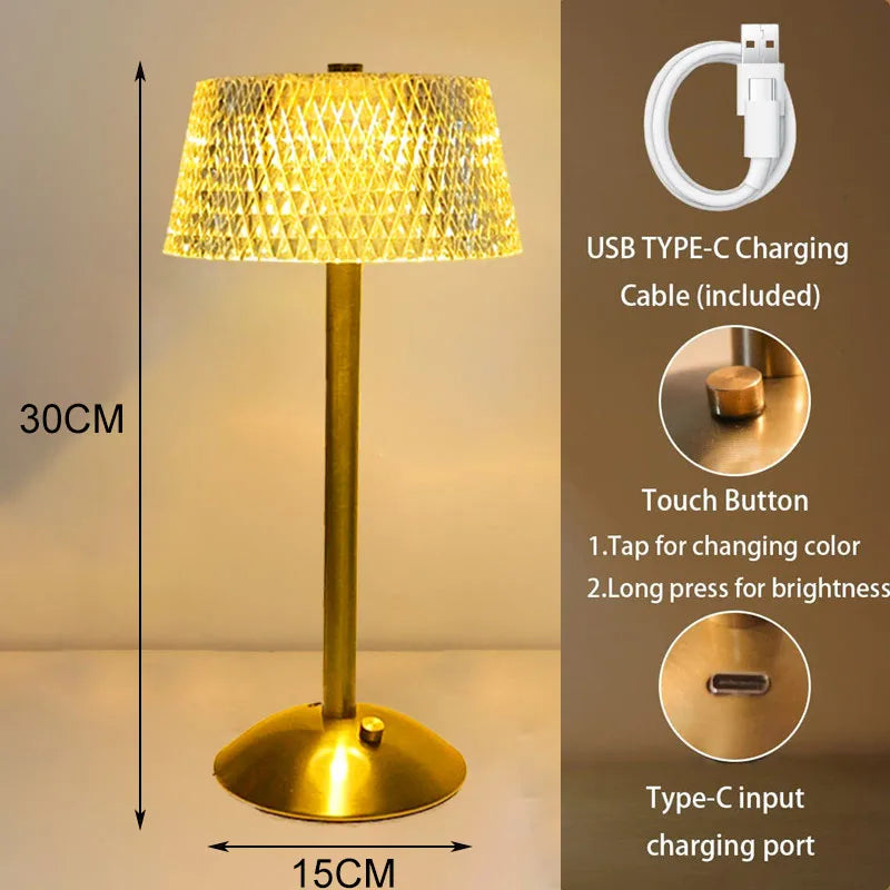 Lampe de bureau à LED rétro diamant