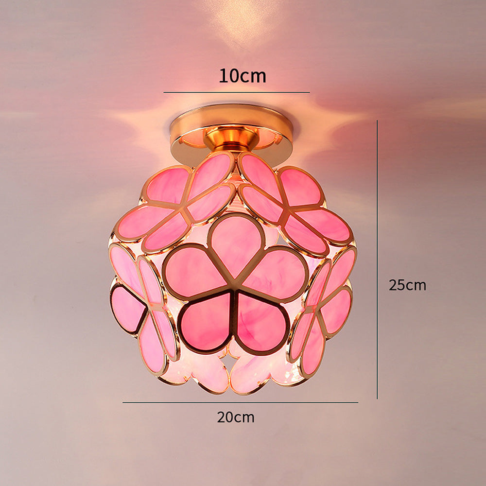 Lampe de plafond en verre style fleurs