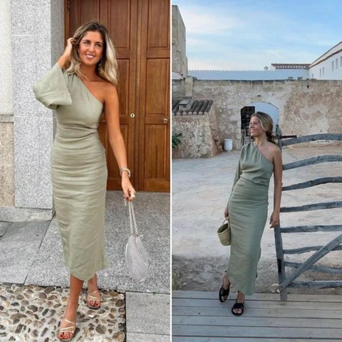 Camille - Robe midi chic à une manche