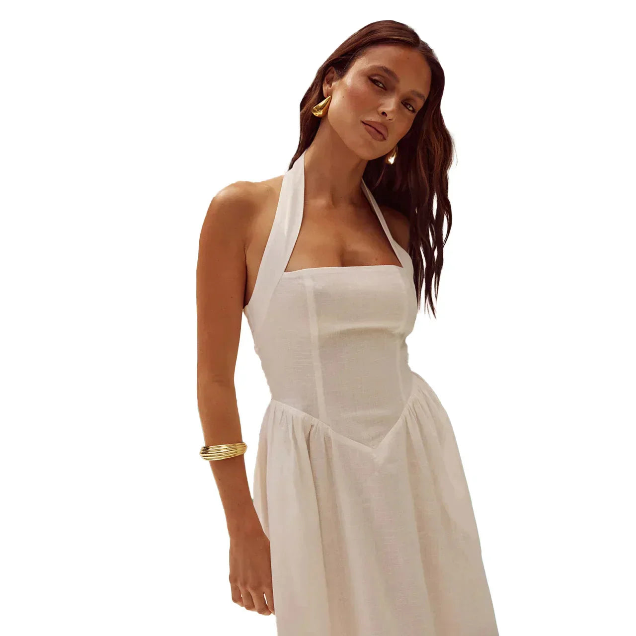 Pernilla – Robe Maxi Élégante avec Décolleté Halterneck