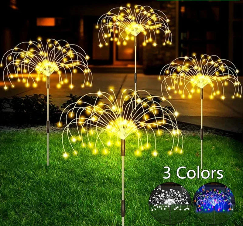 Lumière LED solaire en forme de feu d'artifice