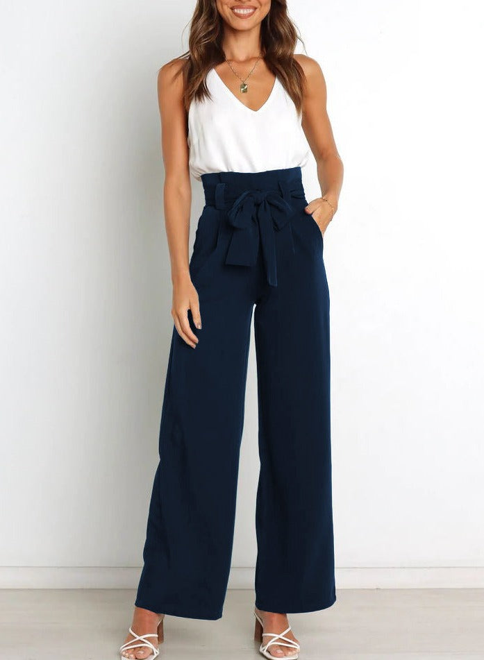 Pantalons pour femmes à nouer à l'avant en rose