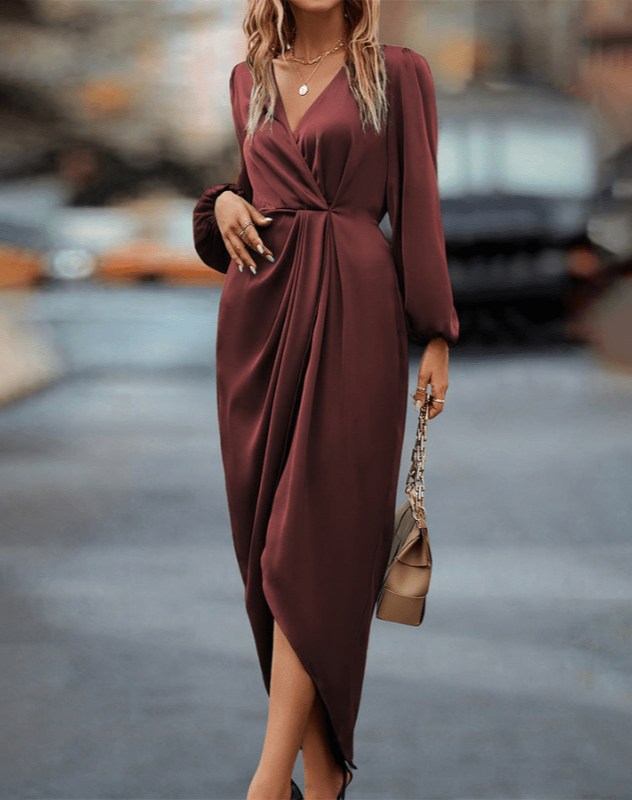 Mira - Robe midi contemporaine à manches longues