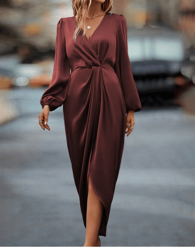 Mira - Robe midi contemporaine à manches longues