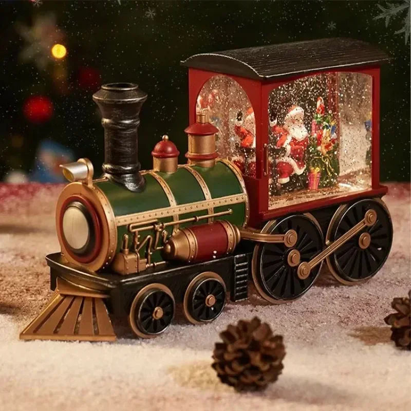 Décoration de train de Noël avec musique de neige