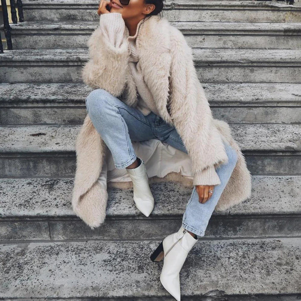 Manteau d'hiver long en fausse fourrure Lucy