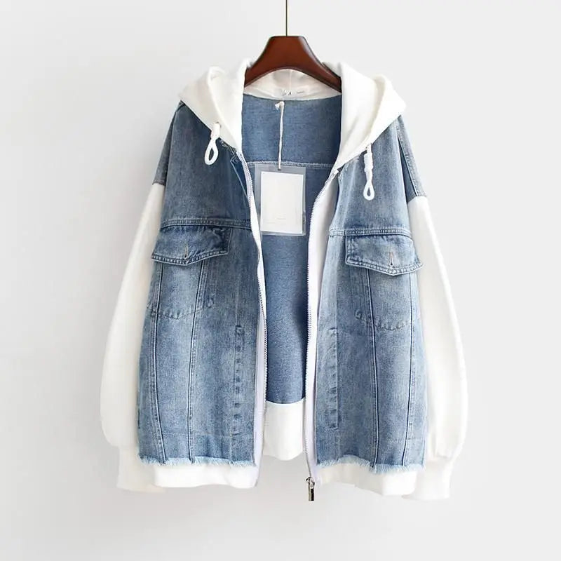 Ellinor - Veste en denim avec capuche et fermeture éclair