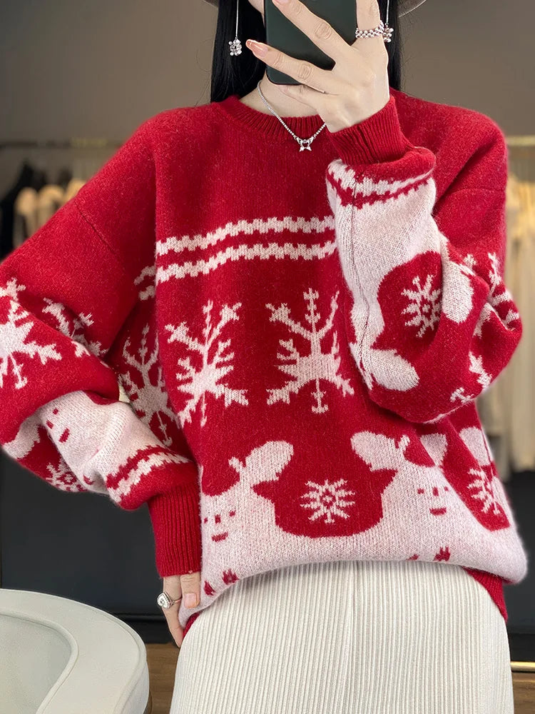 Dana - Pullover en laine tricoté pour femmes à Noël
