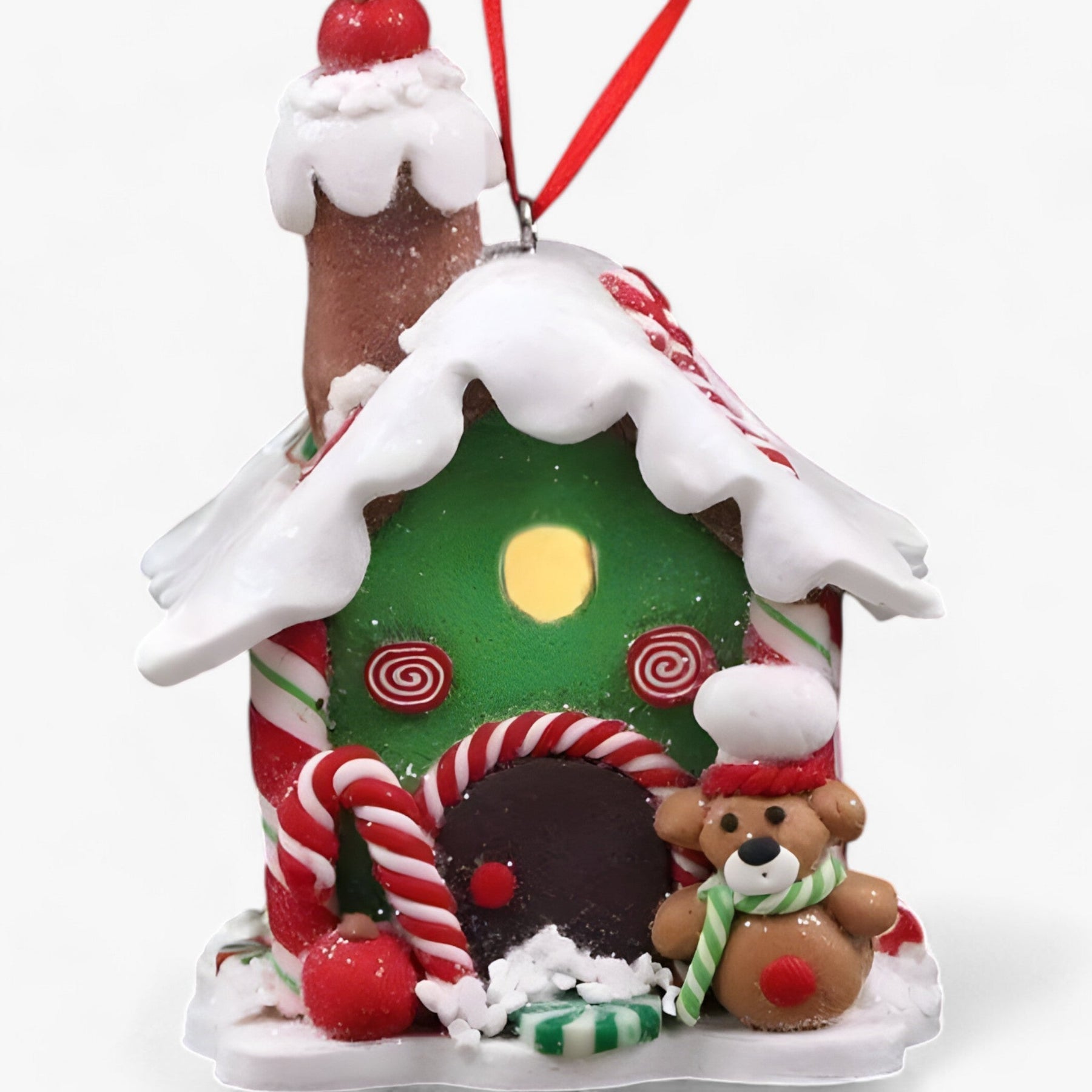 Décor de village suspendu en céramique douce de Noël