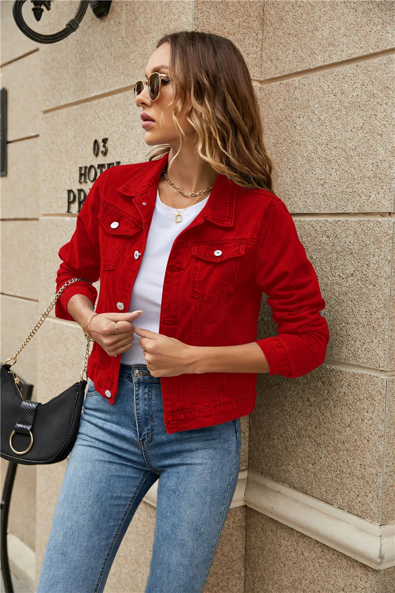 Jenna - Veste en denim avec col revers et poches