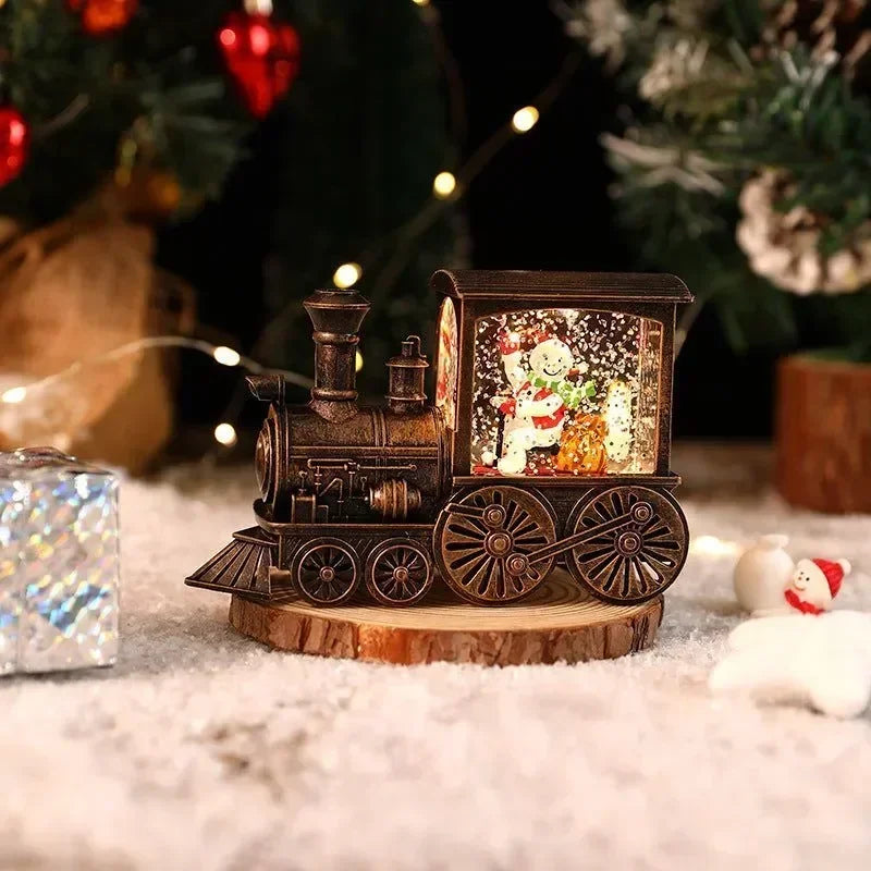 Décoration de train de Noël avec musique de neige