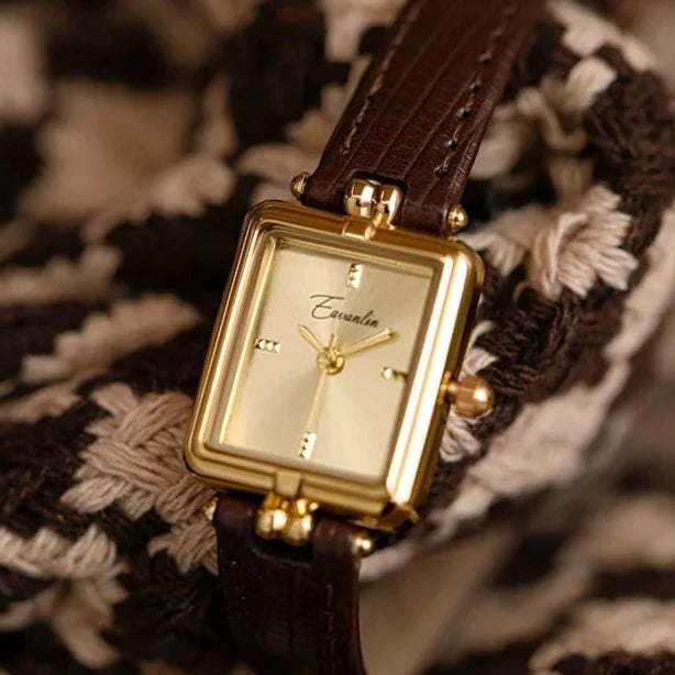 Sara - Montre classique carrée et ovale avec bracelet en cuir