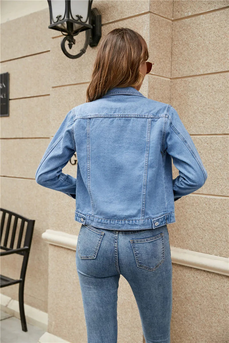 Jenna - Veste en denim avec col revers et poches