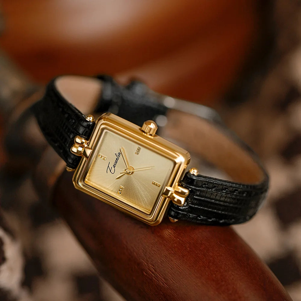 Sara - Montre classique carrée et ovale avec bracelet en cuir