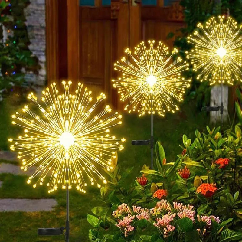 Lumières de feu d'artifice LED solaires étanches