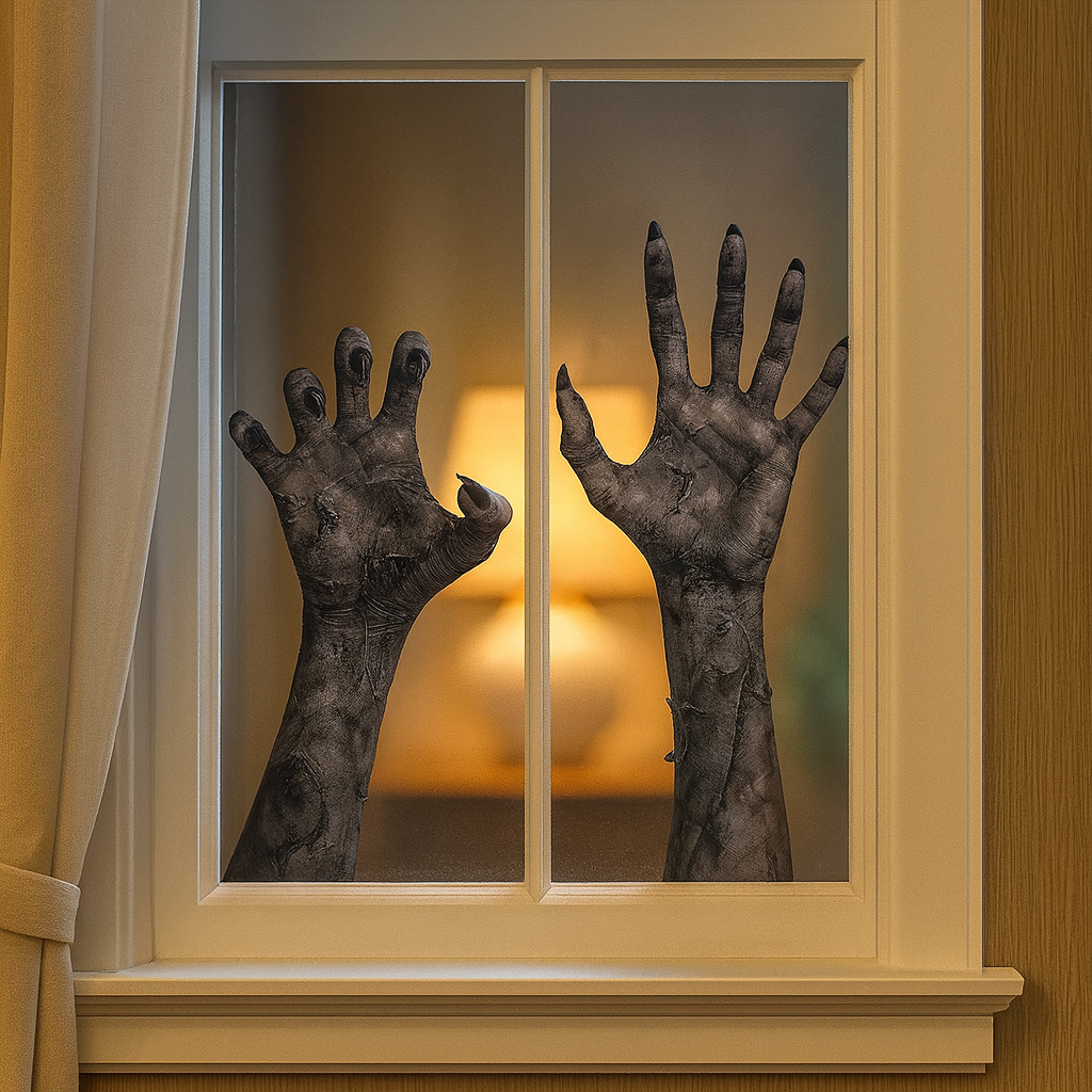 Autocollant de mur main de zombie effrayante pour Halloween – décoration de fenêtre en PVC mat