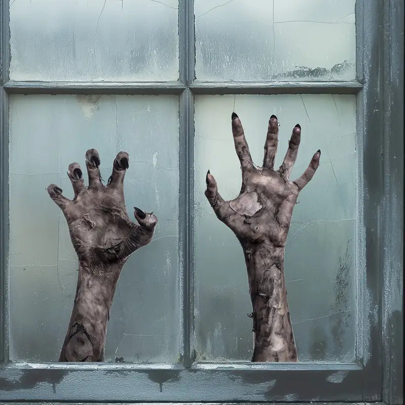 Autocollant de mur main de zombie effrayante pour Halloween – décoration de fenêtre en PVC mat