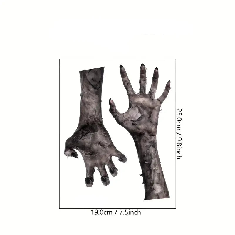 Autocollant de mur main de zombie effrayante pour Halloween – décoration de fenêtre en PVC mat