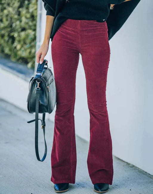Pantalon évasé en velours côtelé Monique