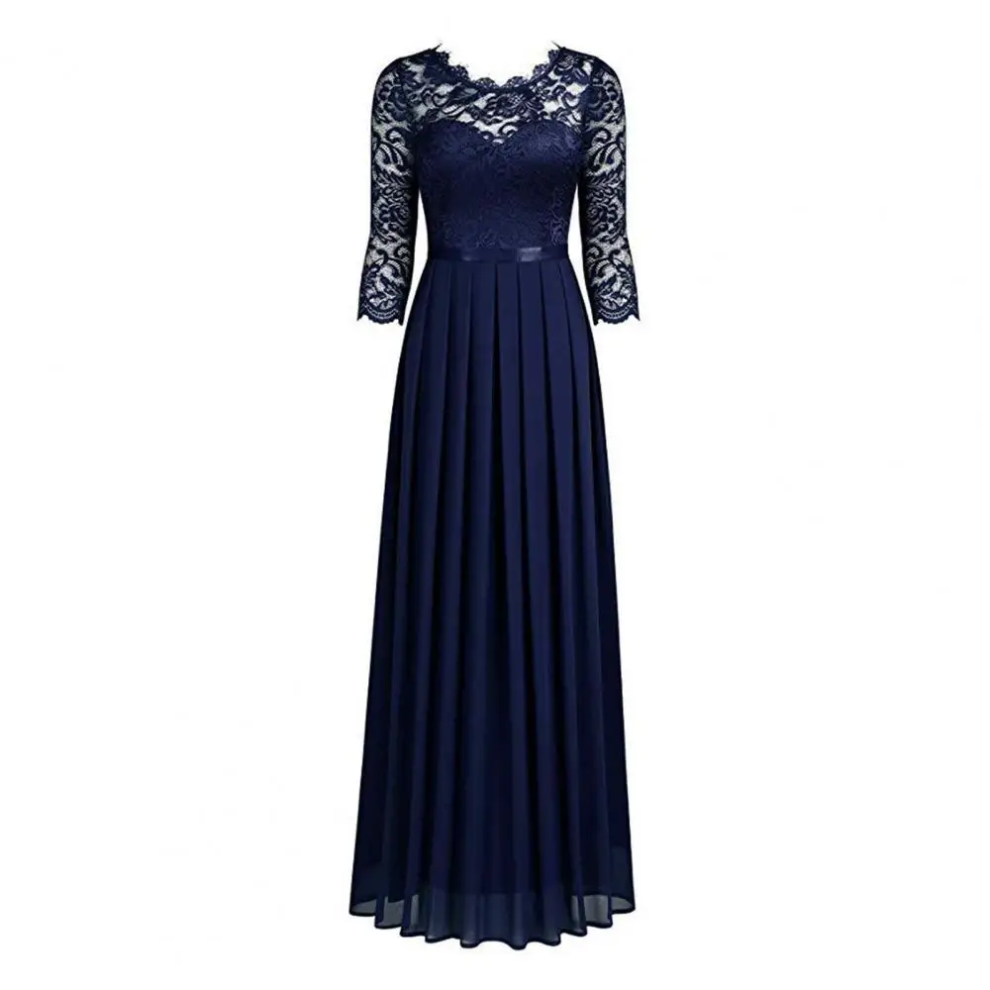 Kale - Robe maxi élégante avec des manches en dentelle flottantes
