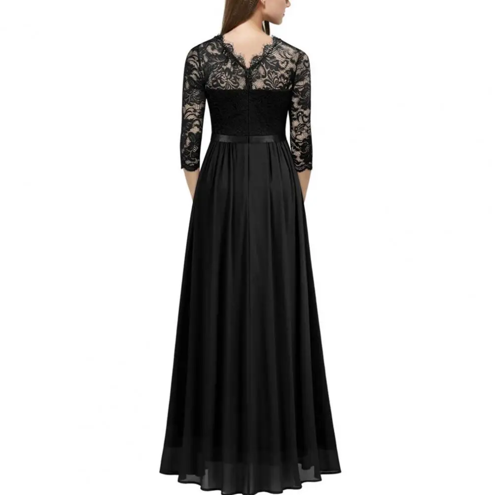 Kale - Robe maxi élégante avec des manches en dentelle flottantes