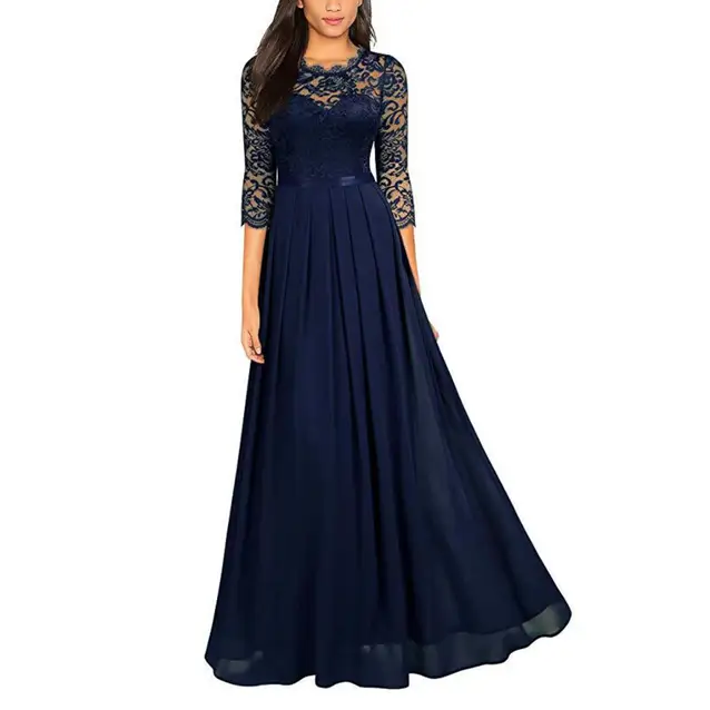 Kale - Robe maxi élégante avec des manches en dentelle flottantes