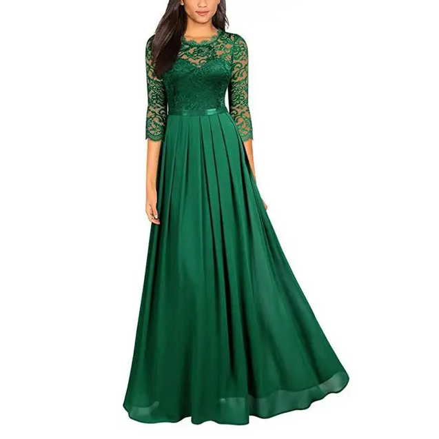 Kale - Robe maxi élégante avec des manches en dentelle flottantes