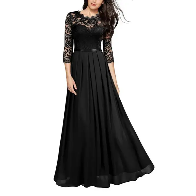 Kale - Robe maxi élégante avec des manches en dentelle flottantes