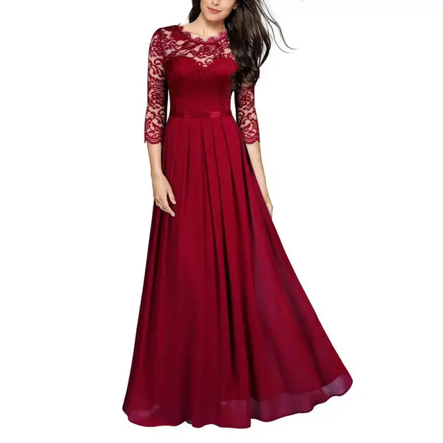 Kale - Robe maxi élégante avec des manches en dentelle flottantes