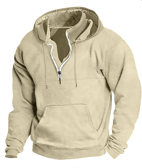 Hans - Sweat à capuche avec demi-zip et poches