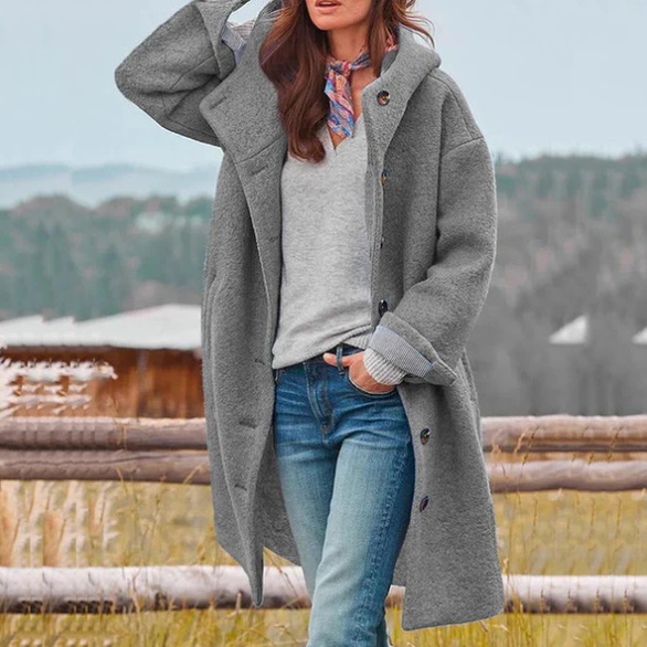 Crissa | Cardigan long à capuche pour femme