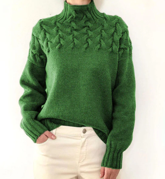 Pull col montant en tricot torsadé confortable Chelle