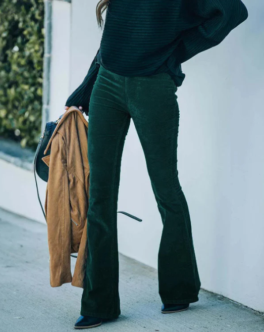 Pantalon évasé en velours côtelé Monique