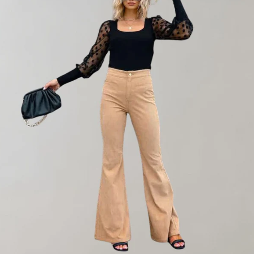 Pantalon évasé taille haute élégant