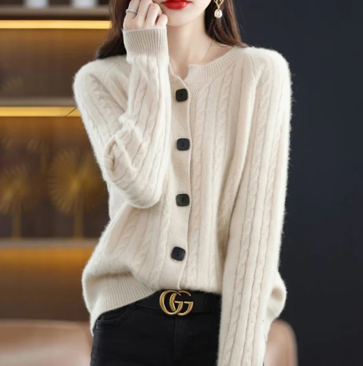 Cardigan en tricot torsadé Lani | Texture confortable, style intemporel