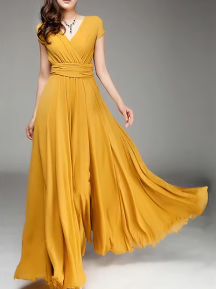 Robe de Soirée Longue à Décolleté en V Claire Glamour