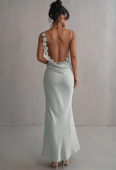 Marga | Robe longue décolletée à fleurs avec dos dénudé