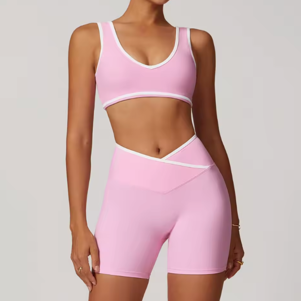 Ensemble de yoga et Pilates pour dames en deux pièces – Tenue d'entraînement sans couture avec legging et haut