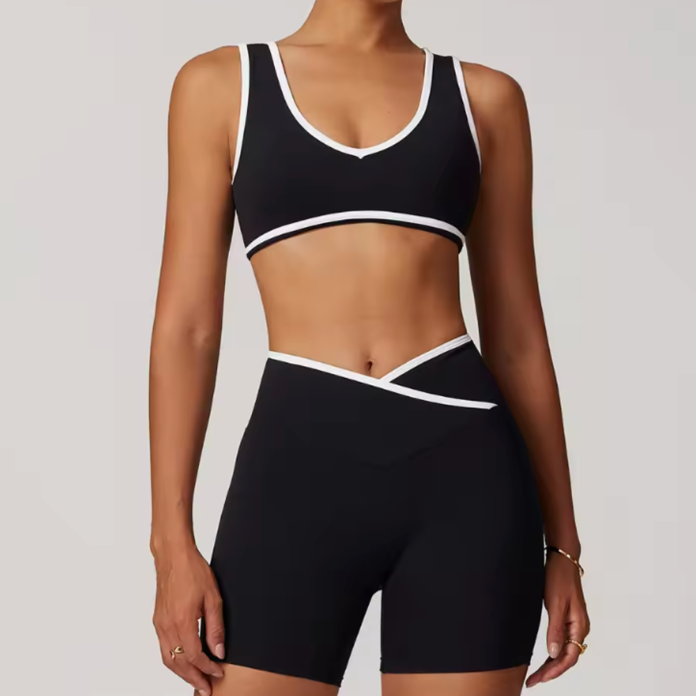 Ensemble de yoga et Pilates pour dames en deux pièces – Tenue d'entraînement sans couture avec legging et haut