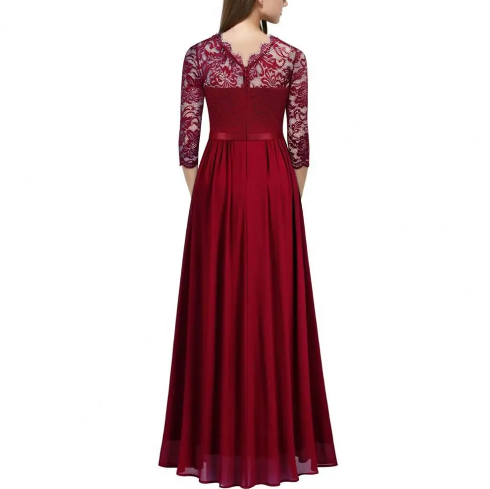 Kale - Robe maxi élégante avec des manches en dentelle flottantes