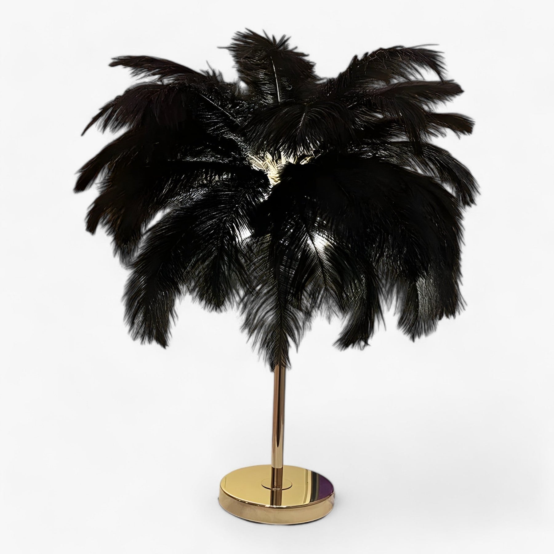 LuxePalm - Lampe de table LED en plumes de palmier glamour