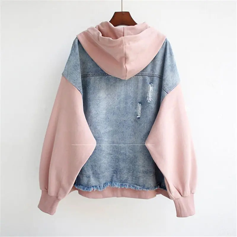 Ellinor - Veste en denim avec capuche et fermeture éclair