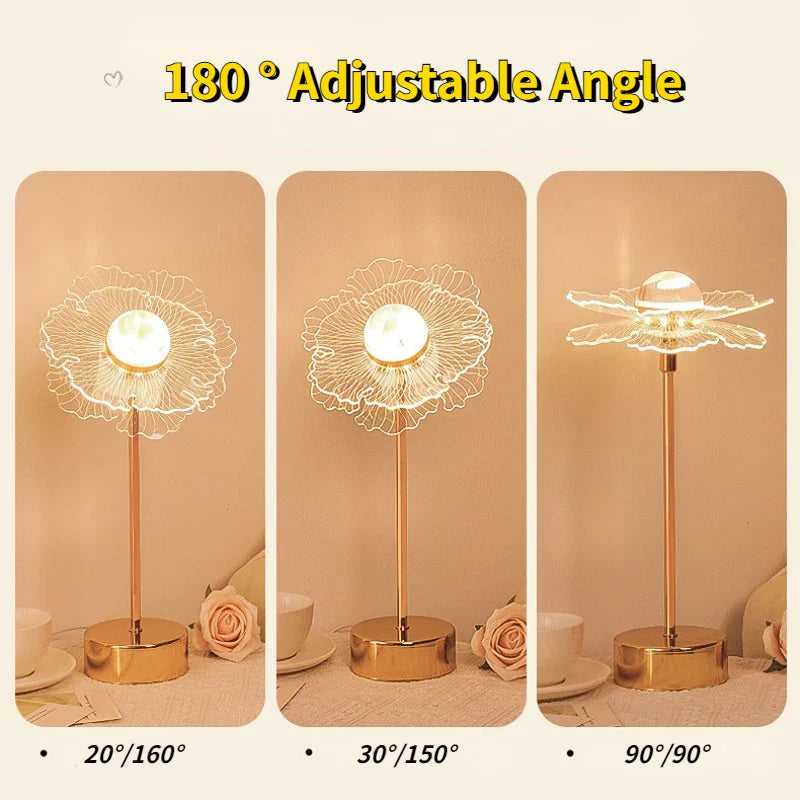 Lampe de bureau LED en acrylique doré rétro