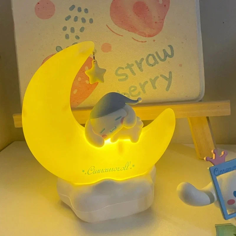 LunaMoon - Veilleuse en forme de demi-lune avec un adorable personnage