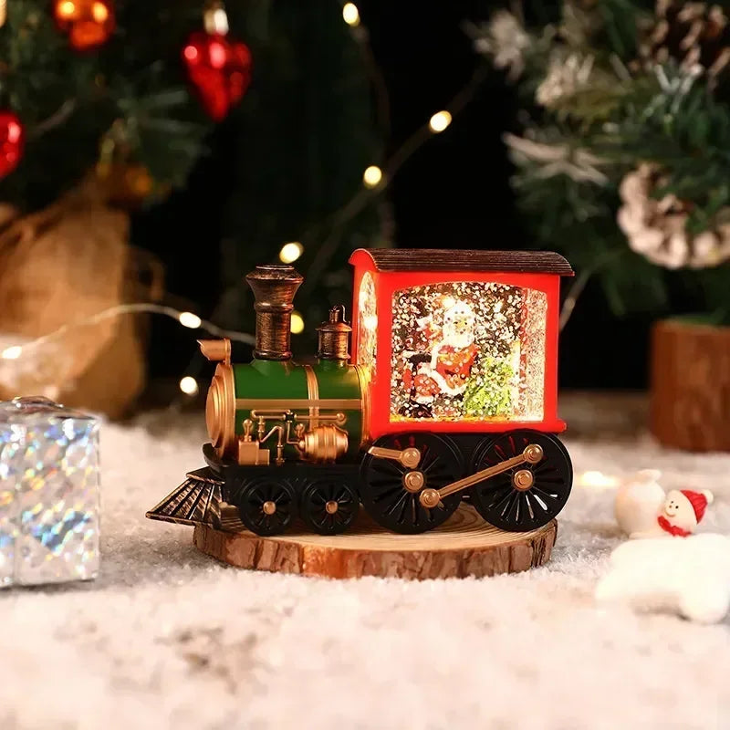 Décoration de train de Noël avec musique de neige