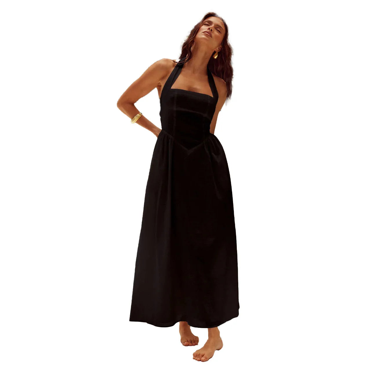 Pernilla – Robe Maxi Élégante avec Décolleté Halterneck