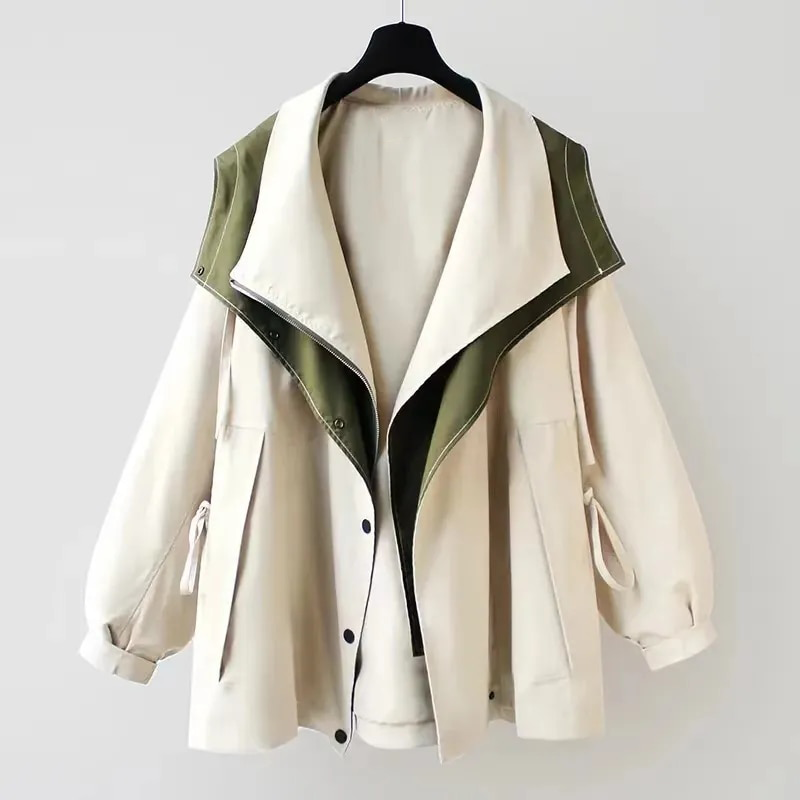 Monica - Veste à capuche asymétrique bicolore